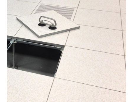 Access Flooring is removed with a suction cup lifter.