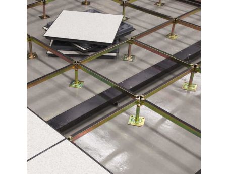 Standard bolted grid representation of a raised floor installation.