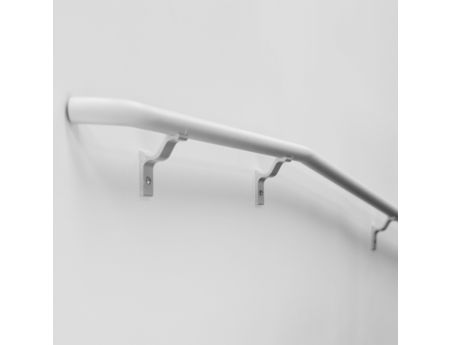 Wall mount handrail showing return to wall and brackets.