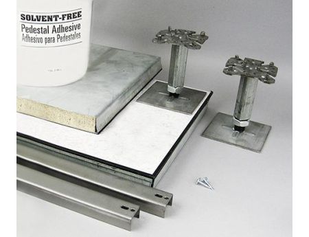 Includes 24" x 24" panels, adjustable pedestals, steel stringers, fasteners and specialty adhesive
