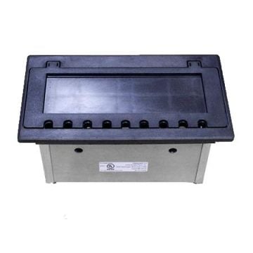 Cover closes securely while still allowing cables to pass. 