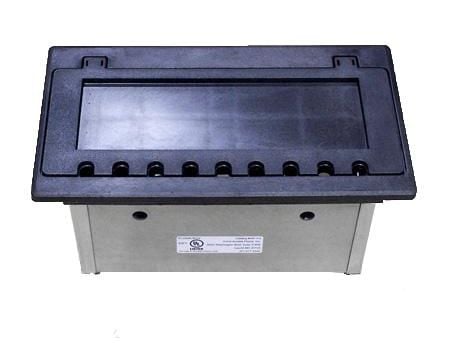 Cover closes securely while still allowing cables to pass. 