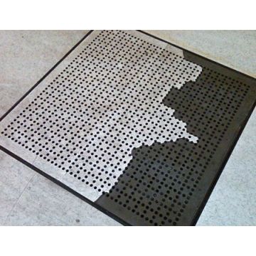 Perforated raised floor panel with surface coming off