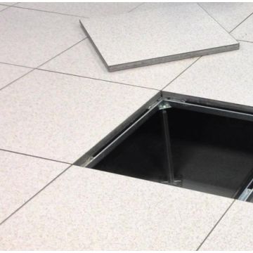 Used replacement panel for computer floors shown in grey starlite